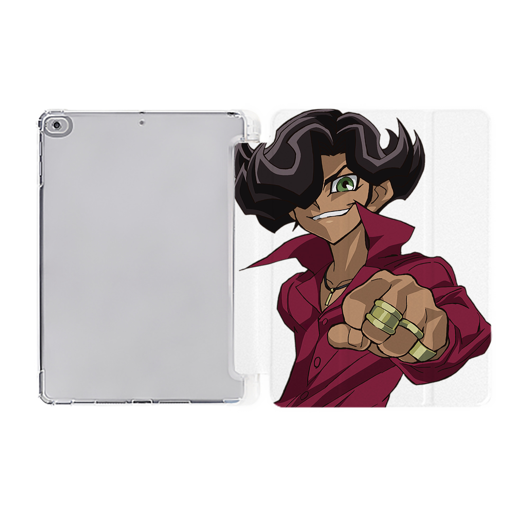 （画像用） 遊☆戯☆王 Yu-Gi-Oh! IPad ケース ペン収納付き 三つ折りスタンド PUレザー×シリコン 対応機種9.5/10.5/10.9インチ